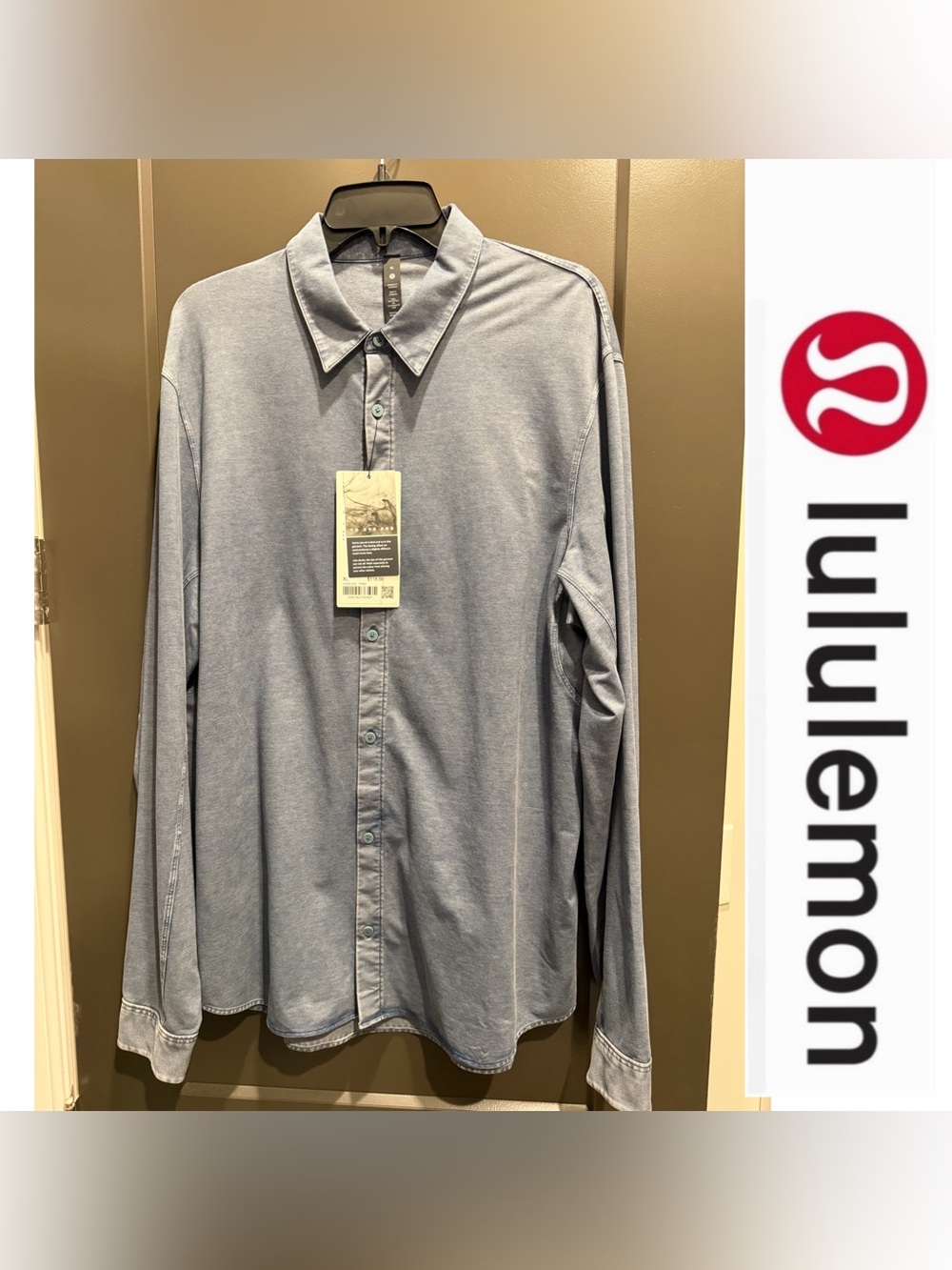 NWT | Lululemon | Commission Long Sleeve Shirt | Medium Blue Wash | XL | Rare